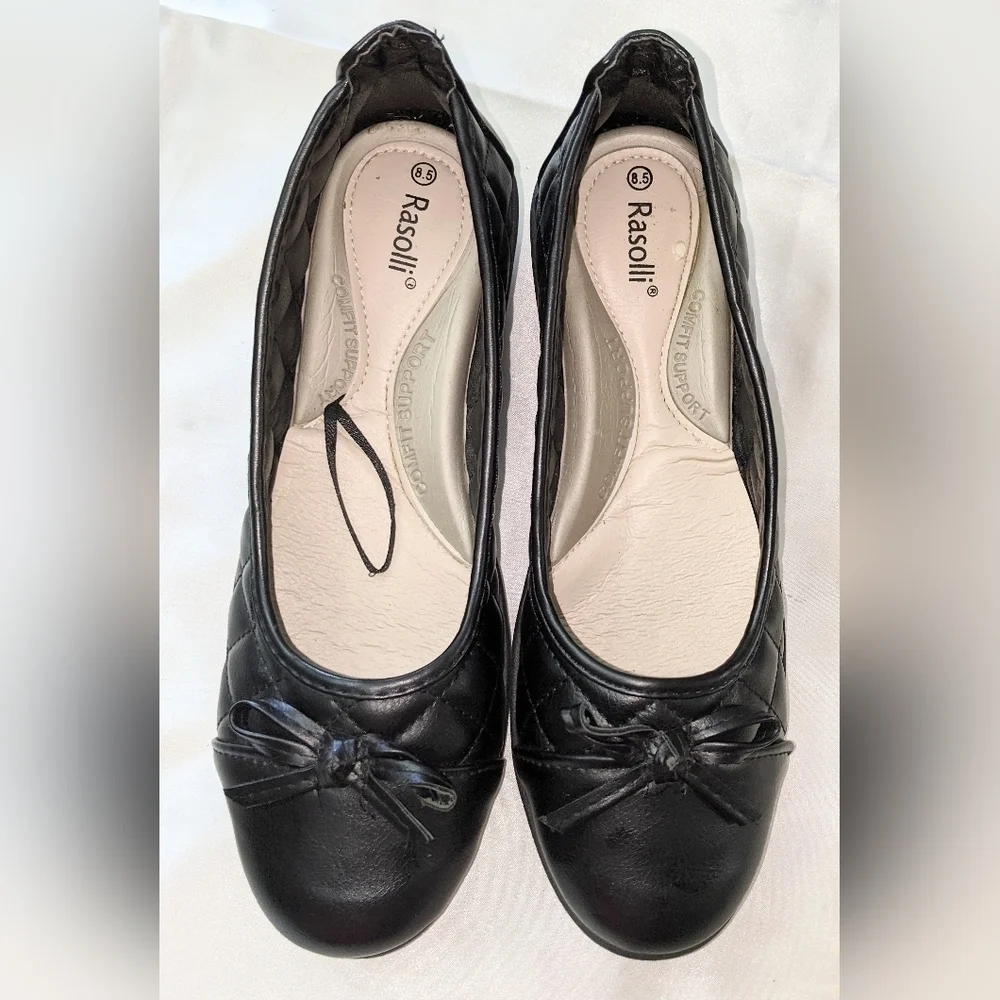 Rasolli Women's Wedge Heels Shoes Black Quilted Size 8.5 Comfit Technology